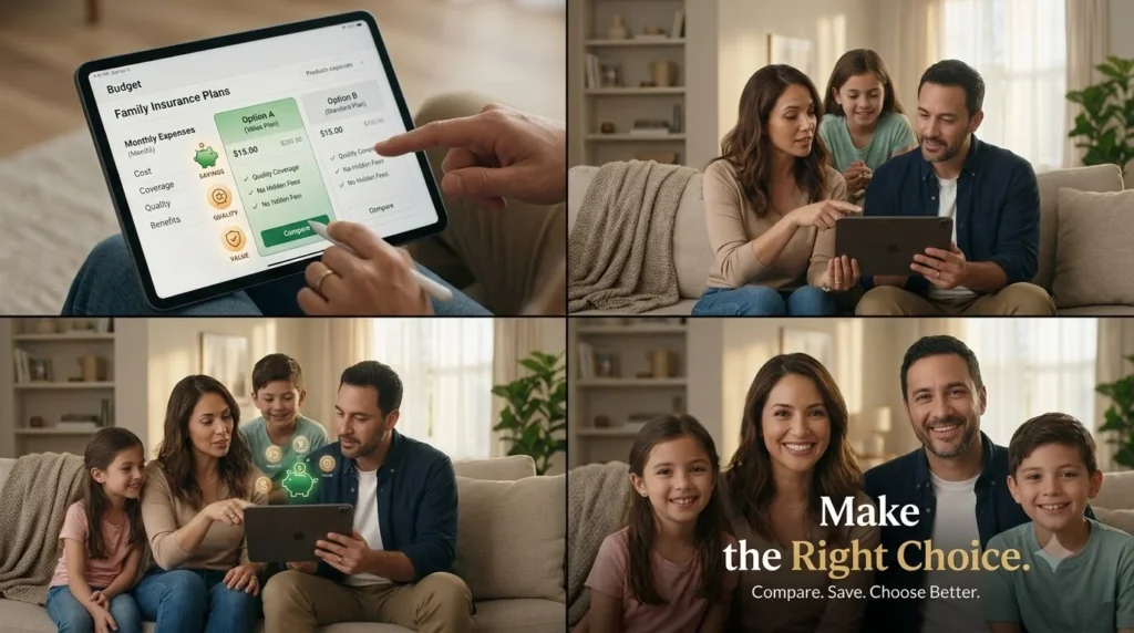 Right choice guide showing family budgeting smart spending and product comparison