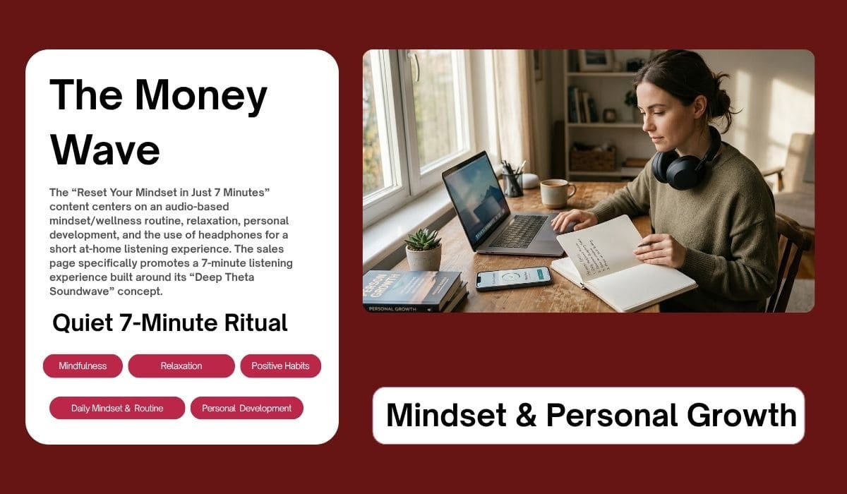 The Money Wave Accelerator review 2026 showing a seven-minute money mindset audio routine