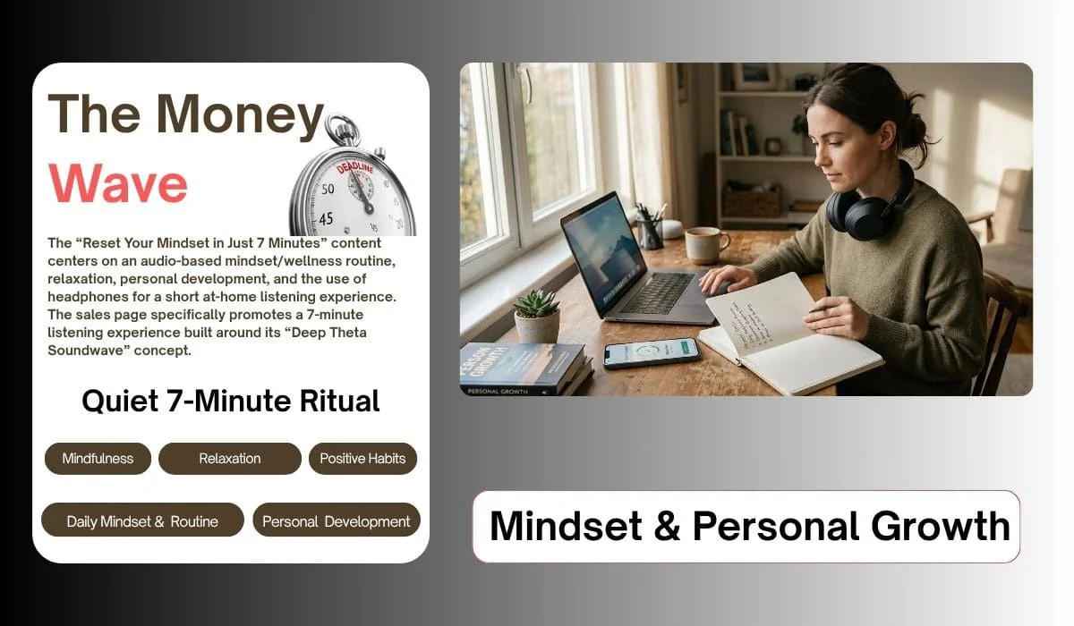 The Money Wave Accelerator review 2026 showing a seven-minute money mindset audio routine